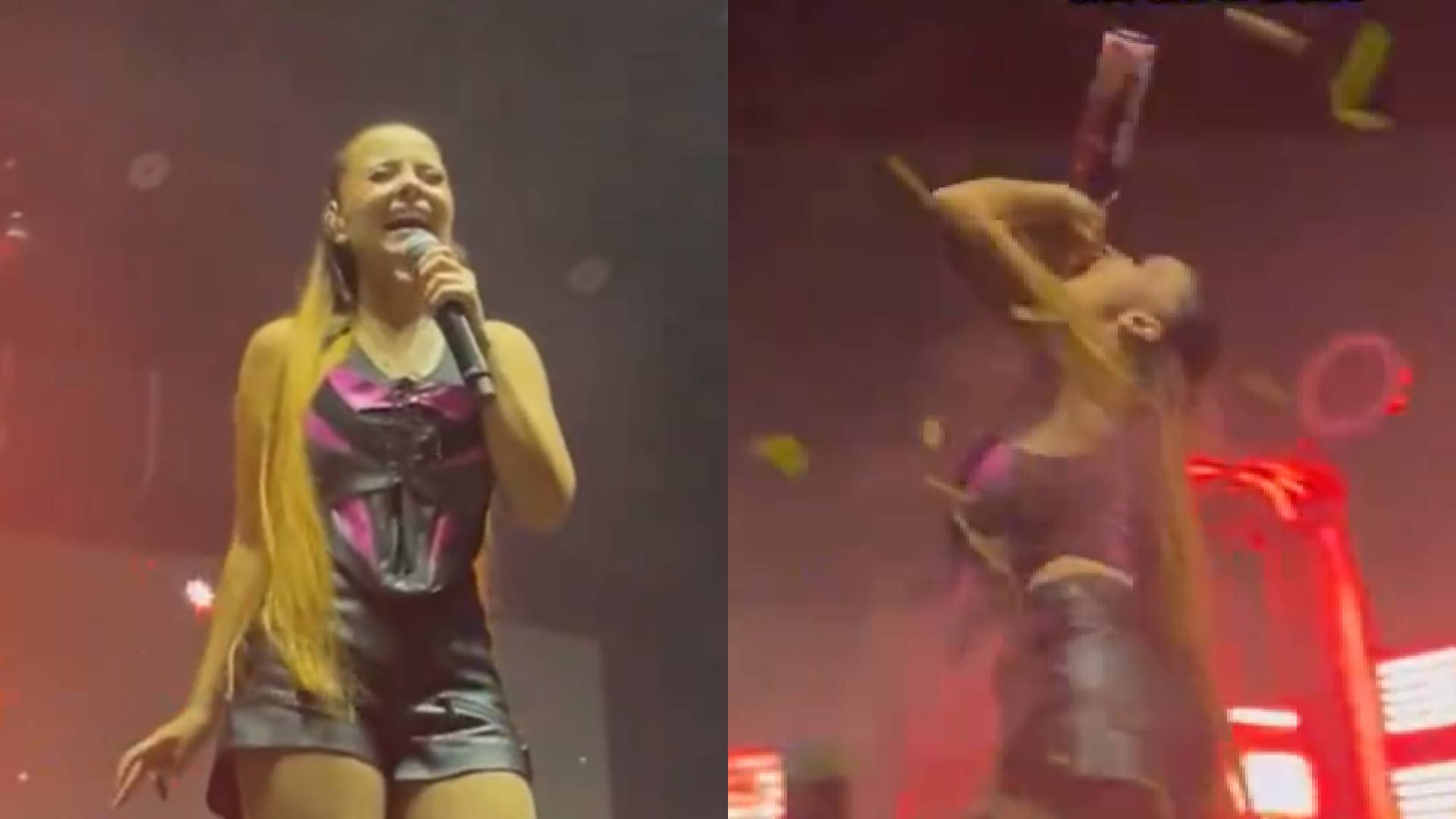 Maiara sobe no palco alterada, se joga no chão e divide opiniões: “Vexame”