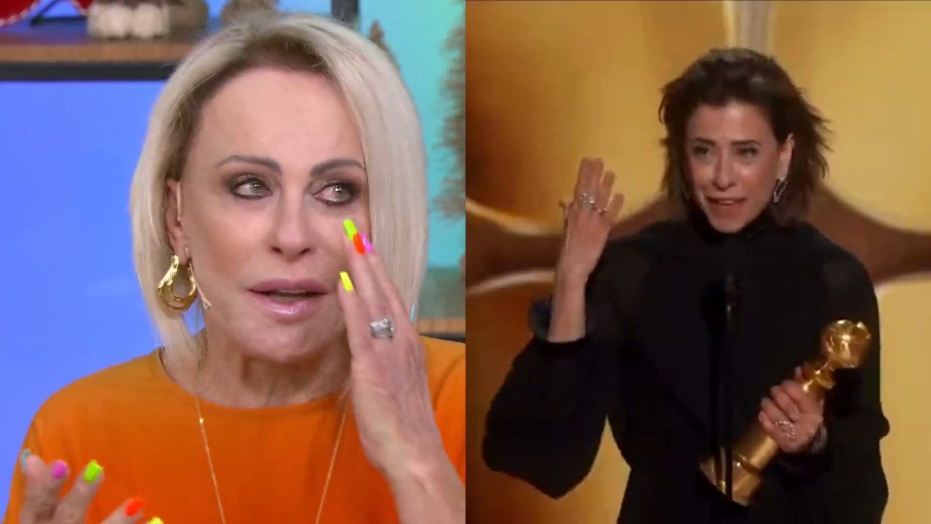 Ana Maria Braga chora com vitória de Fernanda Torres no Globo de Ouro: ‘Imagina uma mãe’