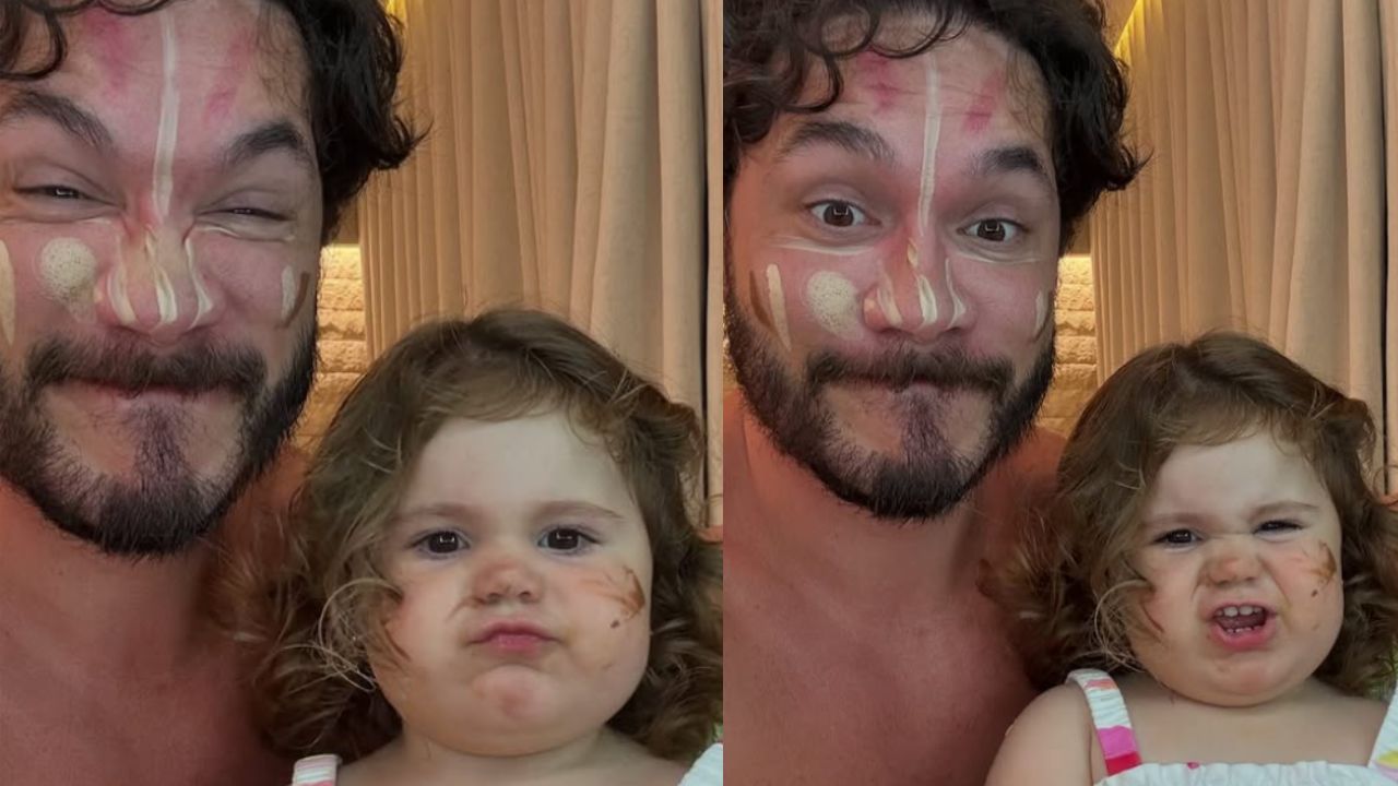 Que fofura! Eliezer encanta web com cliques sendo maquiado por Lua: ‘Pai de menina’