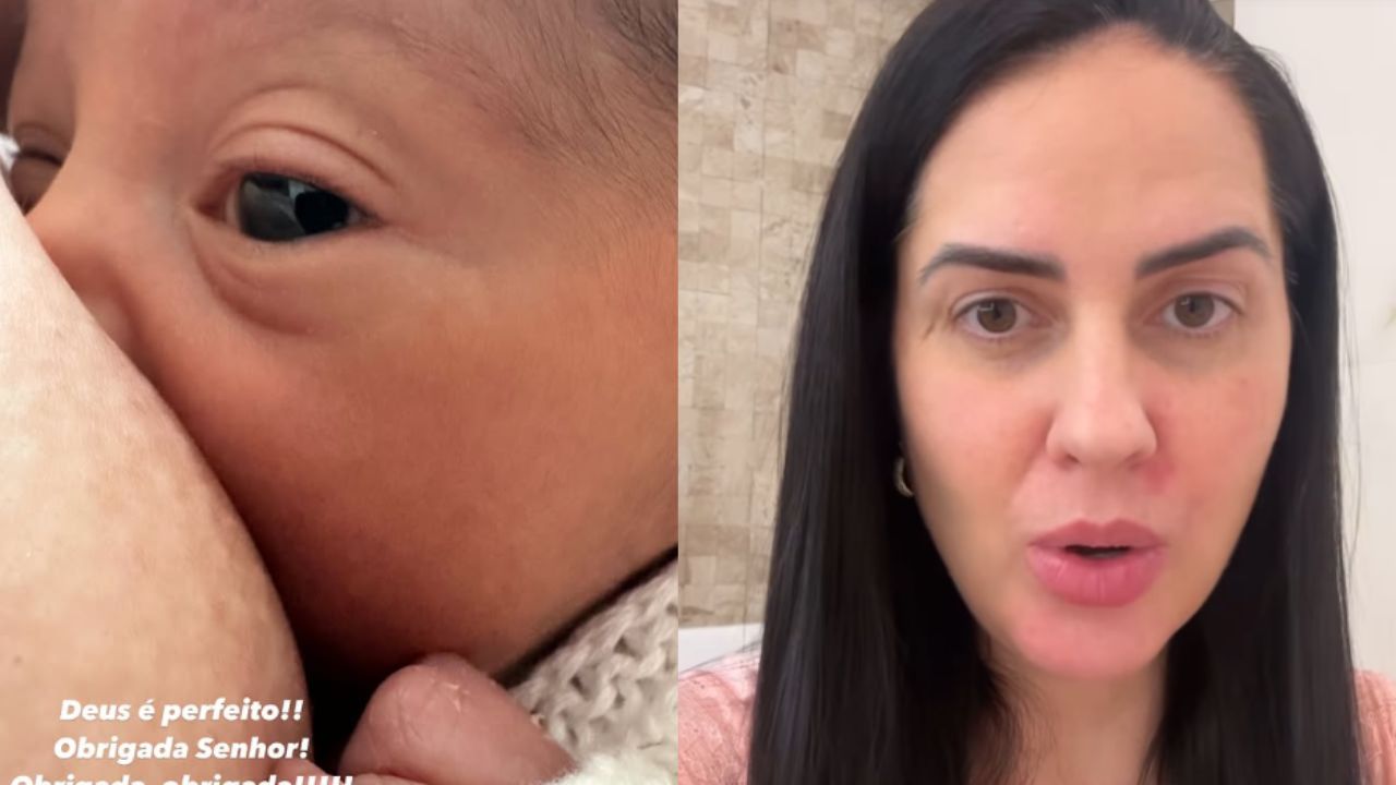 Graciele Lacerda posta cliques amamentando filha e celebra: ‘Perfeito’