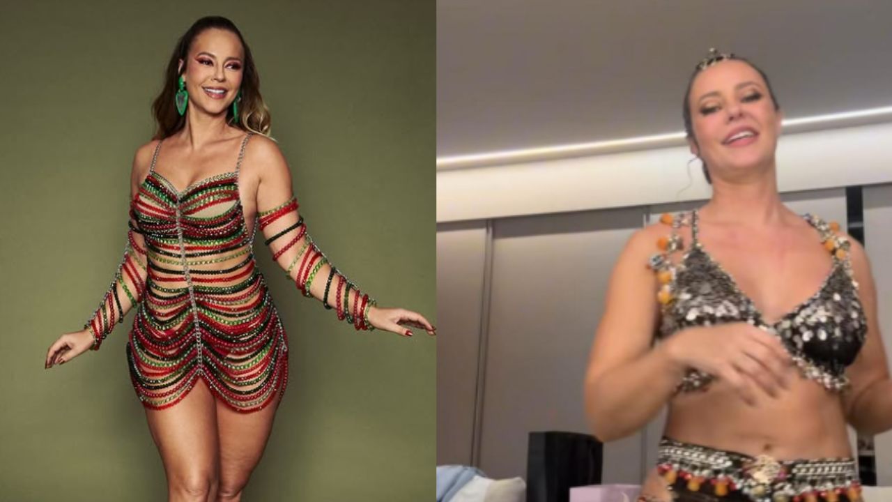 Paolla Oliveira mostra perrengue após ensaio de Carnaval: ‘Não consigo tirar a roupa’