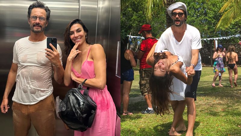 Discreto, Rodrigo Santoro faz rara aparição com a esposa e se declara