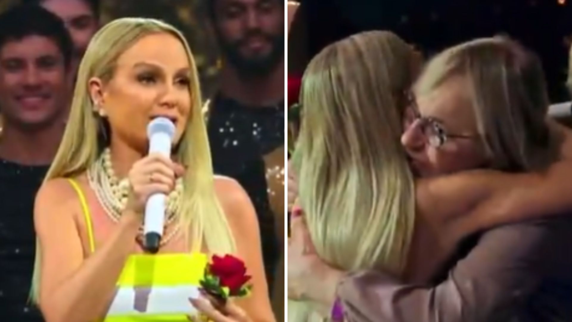 Eliana cai no choro ao ver mãe em sua primeira plateia da Globo: ‘Honra e glória’