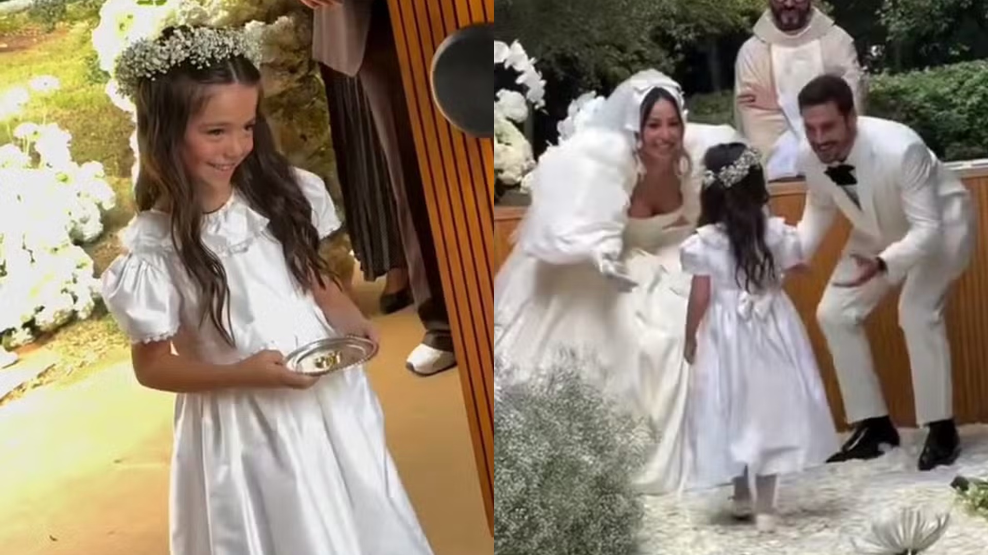 Filha com Duda Nagle, Zoe leva alianças no casamento de Sabrina Sato e Nicolas Prattes