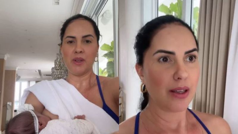Graciele Lacerda é criticada por atitude com a filha recém-nascida: ‘Tem que dar’