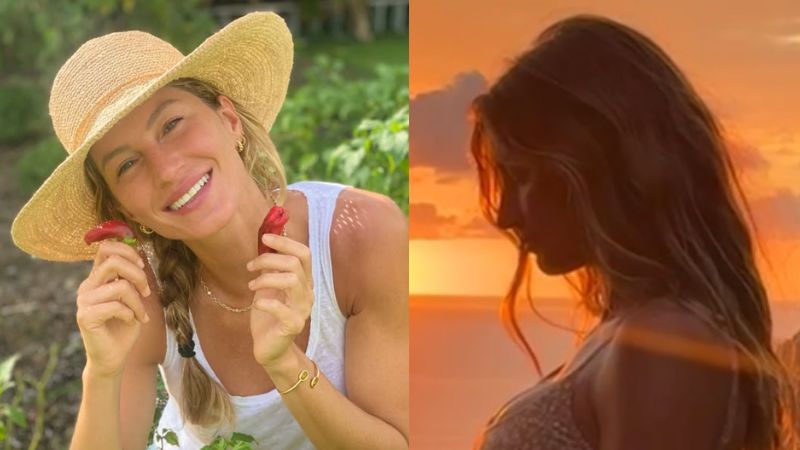 Grávida, Gisele Bündchen compartilha fotos do barrigão pela primeira vez: ‘Felicidade’