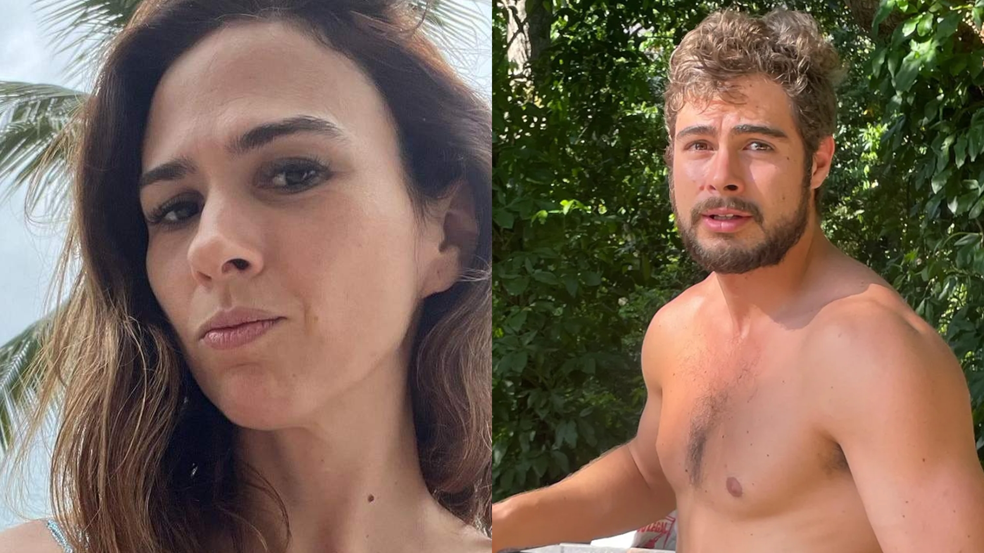 Tatá Werneck posta foto com Rafa Vitti de sunga e tenta esconder mala pesada: ‘Eita!’