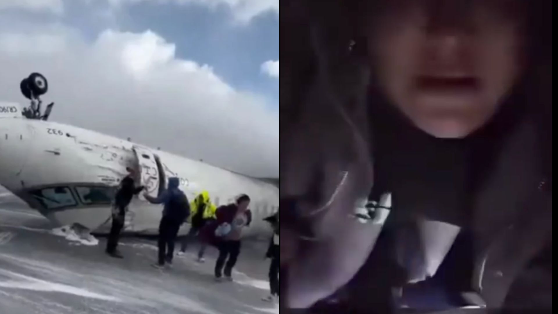 Passageira de ponta-cabeça se desespera após avião capotar no Canadá: ‘Meu avião caiu!’