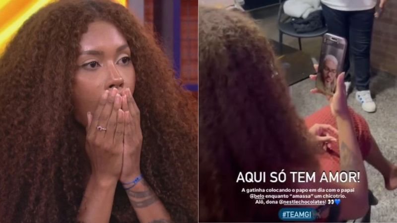 BBB25: Giovanna faz chamada de vídeo com Belo após eliminação: ‘Papo em dia com o papai’