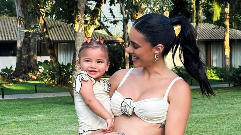 Com Mavie, Bruna Biancardi exibe barriga de grávida e tamanho impressiona