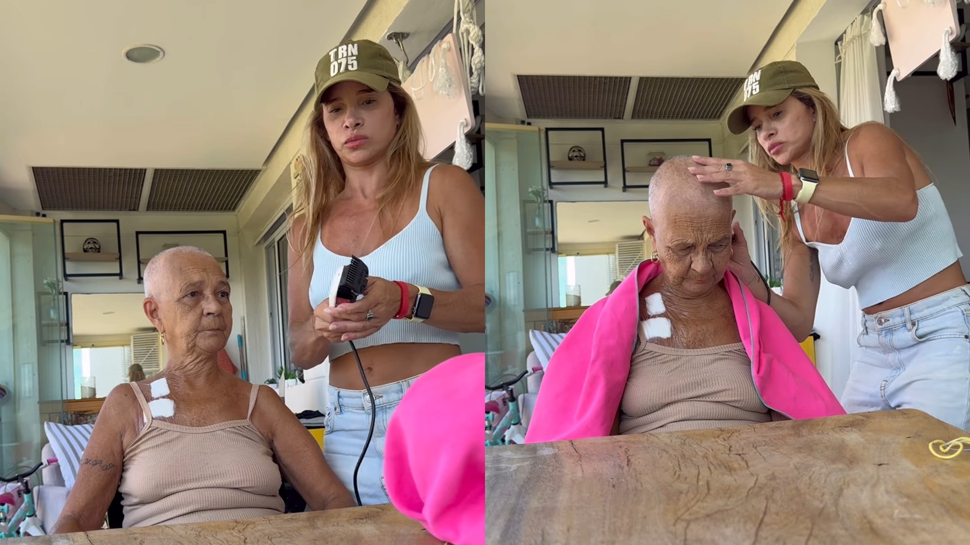 Dany Bananinha raspa o cabelo da mãe após diagóstico de câncer: ‘Sua força me inspira’