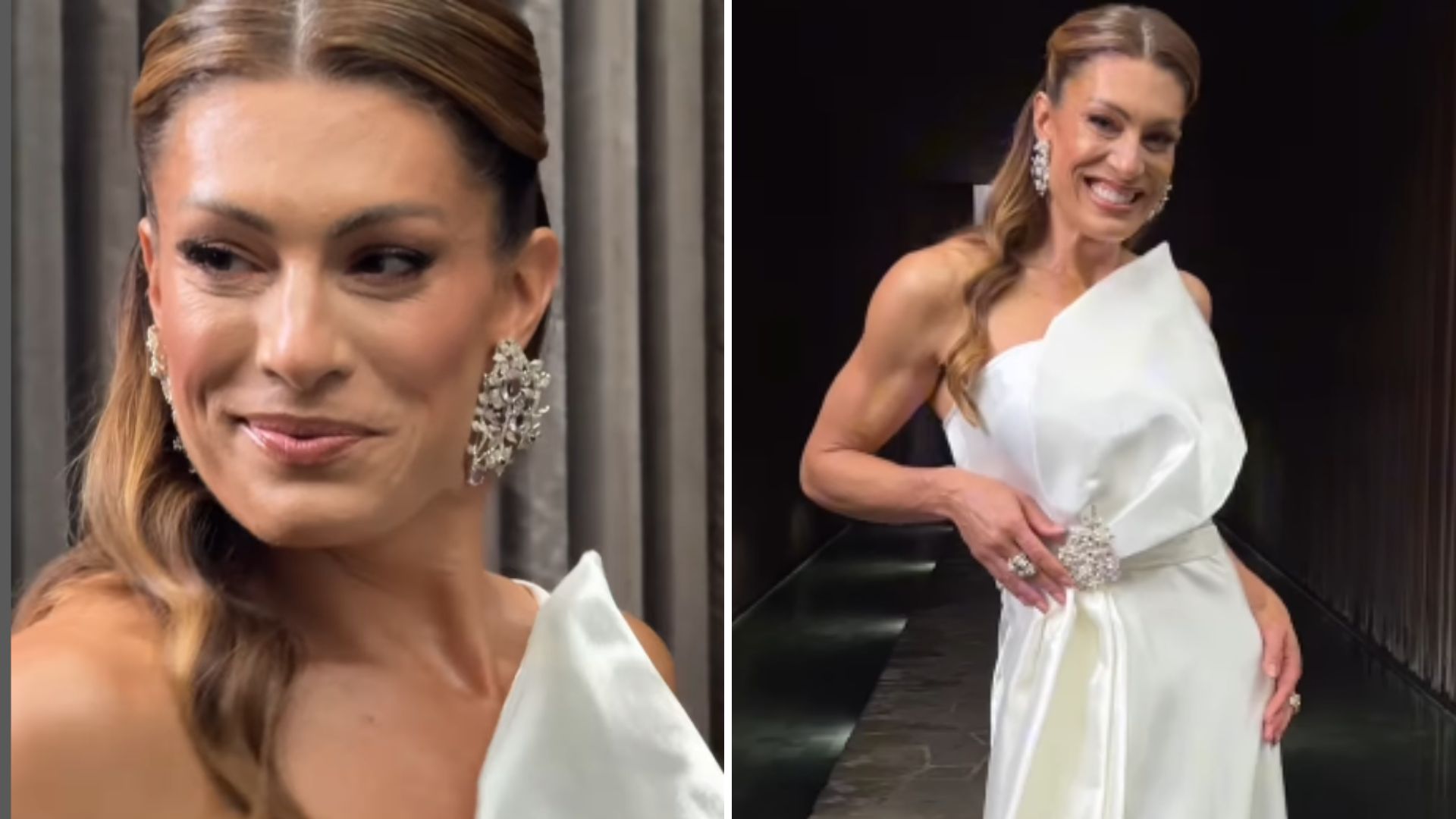 Elaine Mickely aposta em vestido deslumbrante branco para casamento da filha