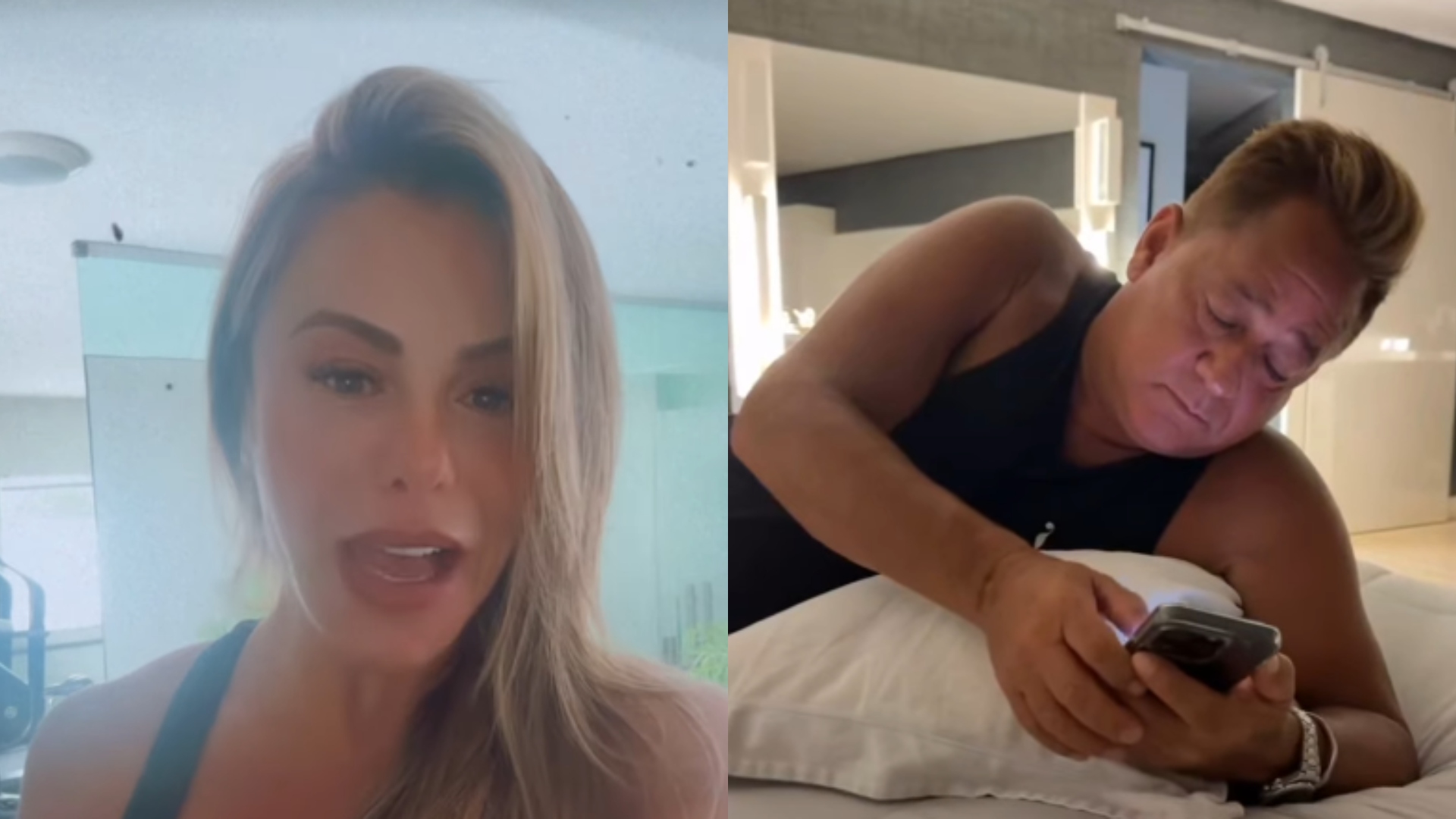 Leonardo é flagrado no celular e Poliana Rocha dispara: ‘De olho’
