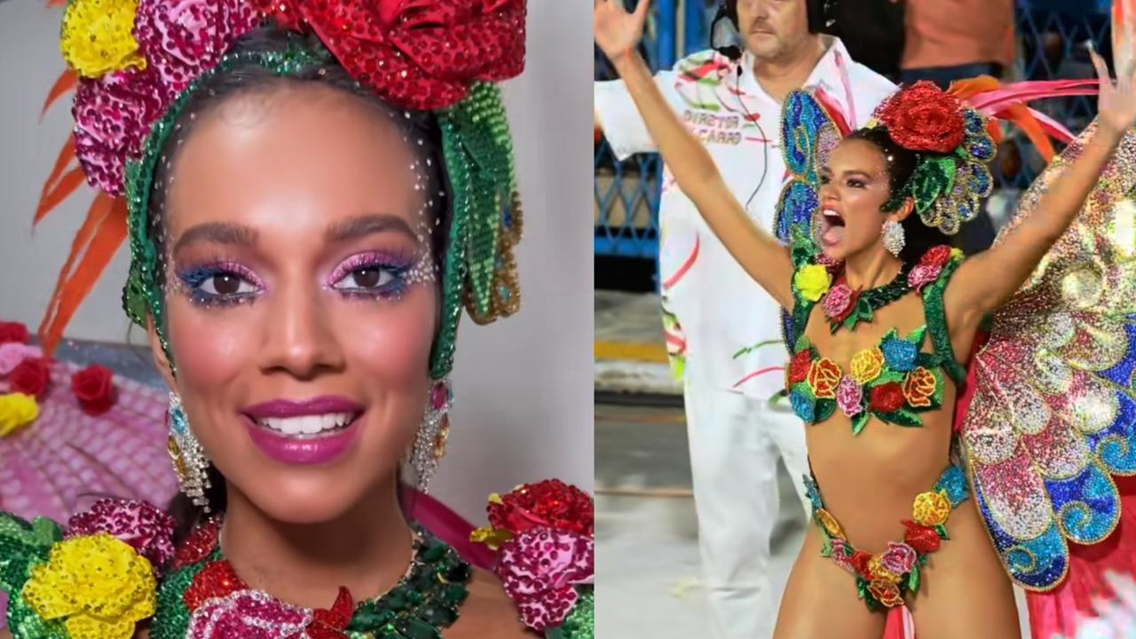 Alane Dias estreia como musa da Grande Rio e se machuca durante o desfile