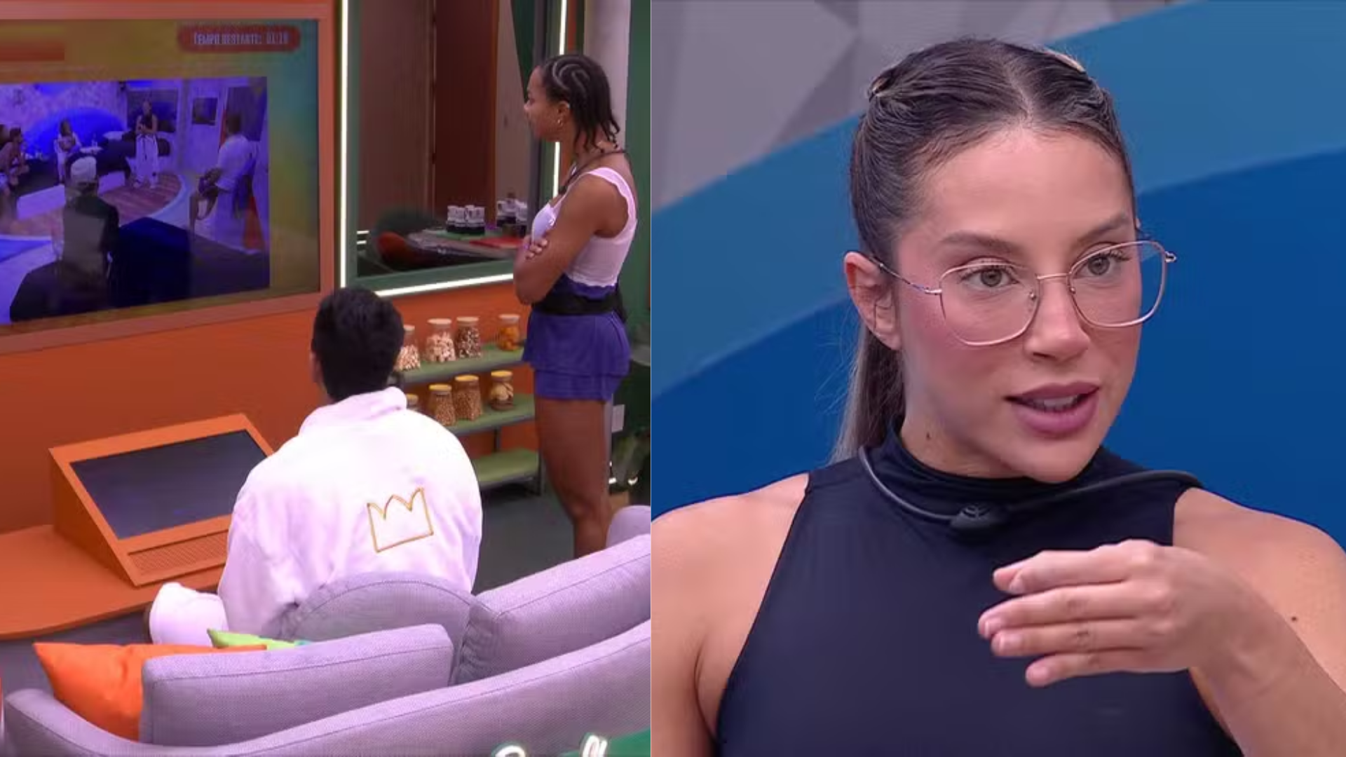 BBB 25: Aline e Guilherme espiam Renata pela Central do Líder