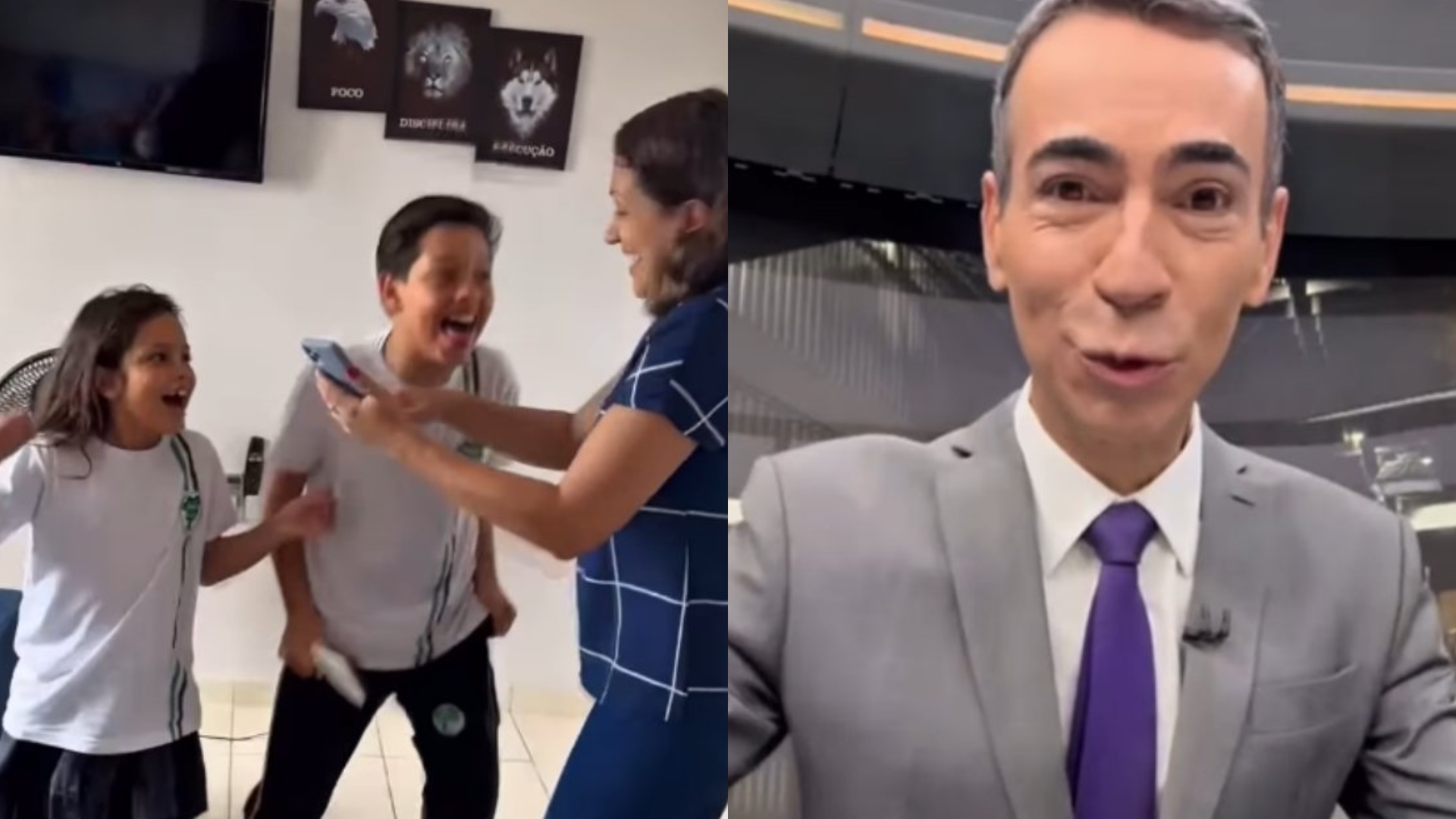 César Tralli surpreende fã que recriou cenário do Jornal Hoje em seu quarto