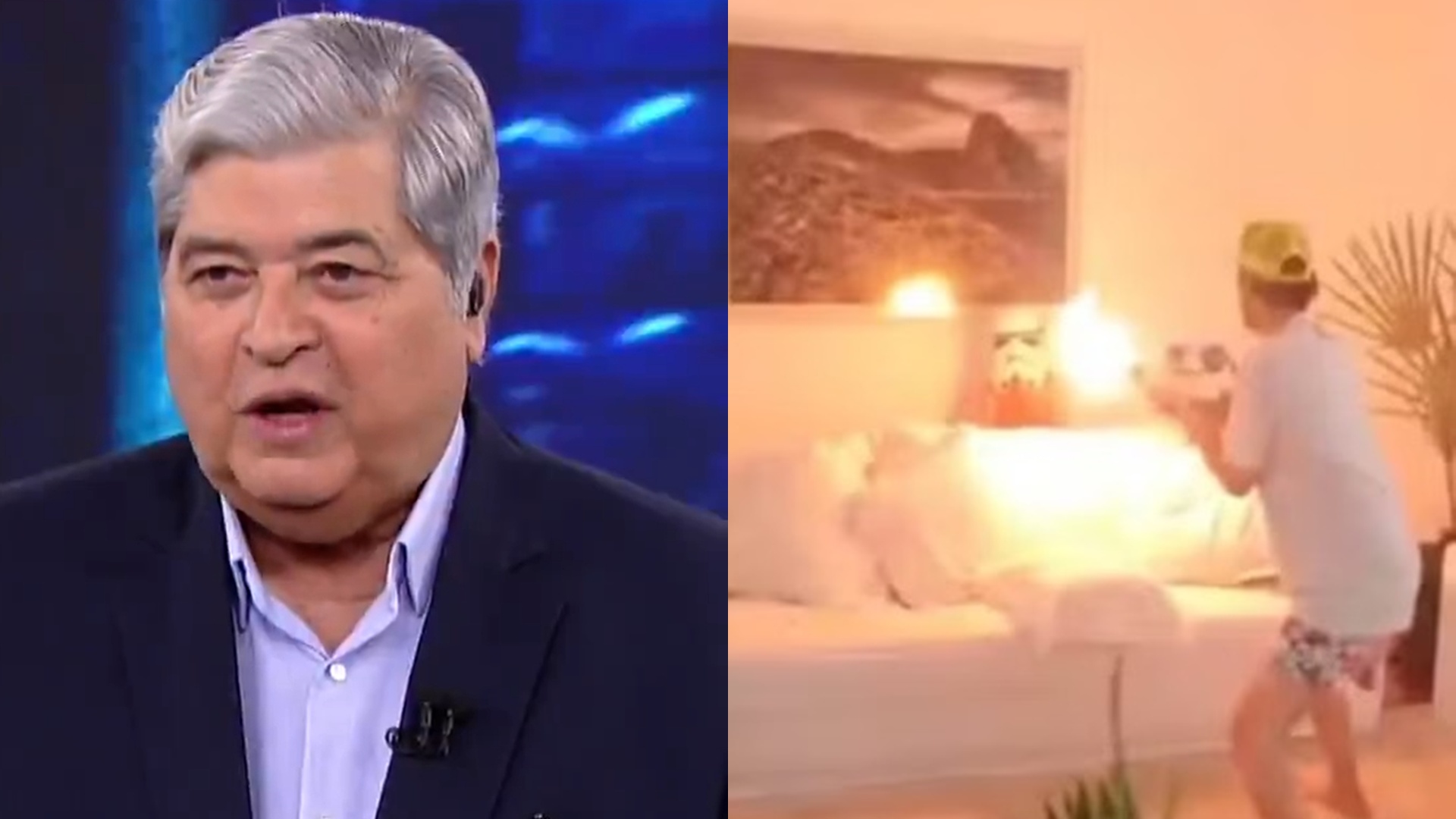 Datena massacra Pedro Scooby após vídeo do filho fugindo de lança-chamas: ‘Não é brincadeira’