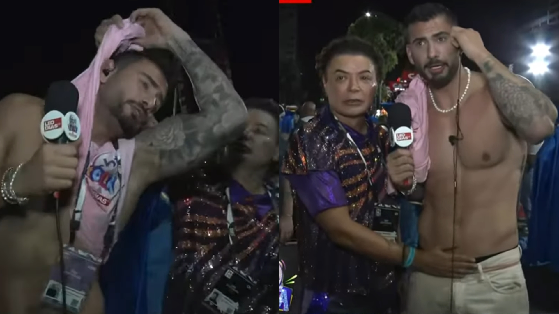 David Brazil tira roupa de repórter do SBT e faz pedido em troca de entrevista com Neymar: ‘Frango assado’