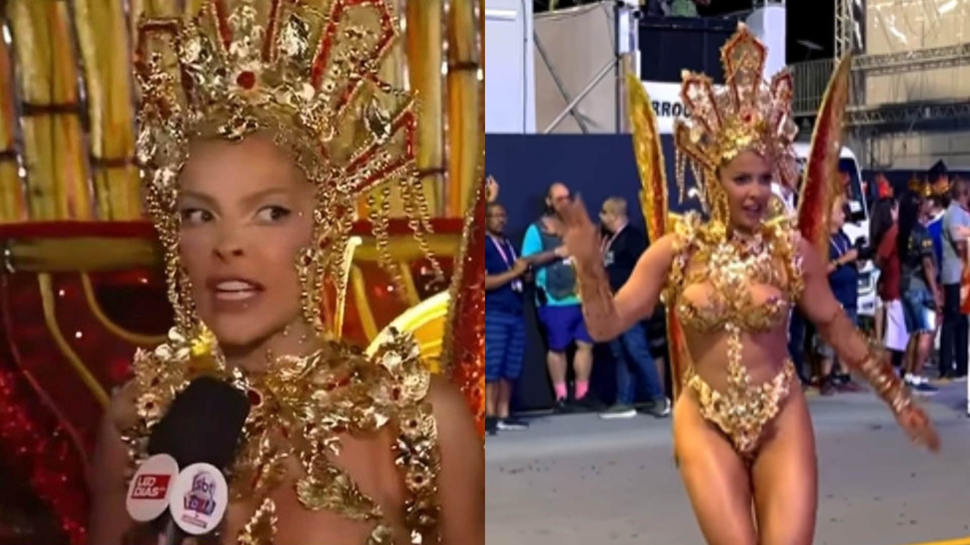 Jaqueline Grohalski protagoniza barraco durante desfile da Barroca Zona Sul