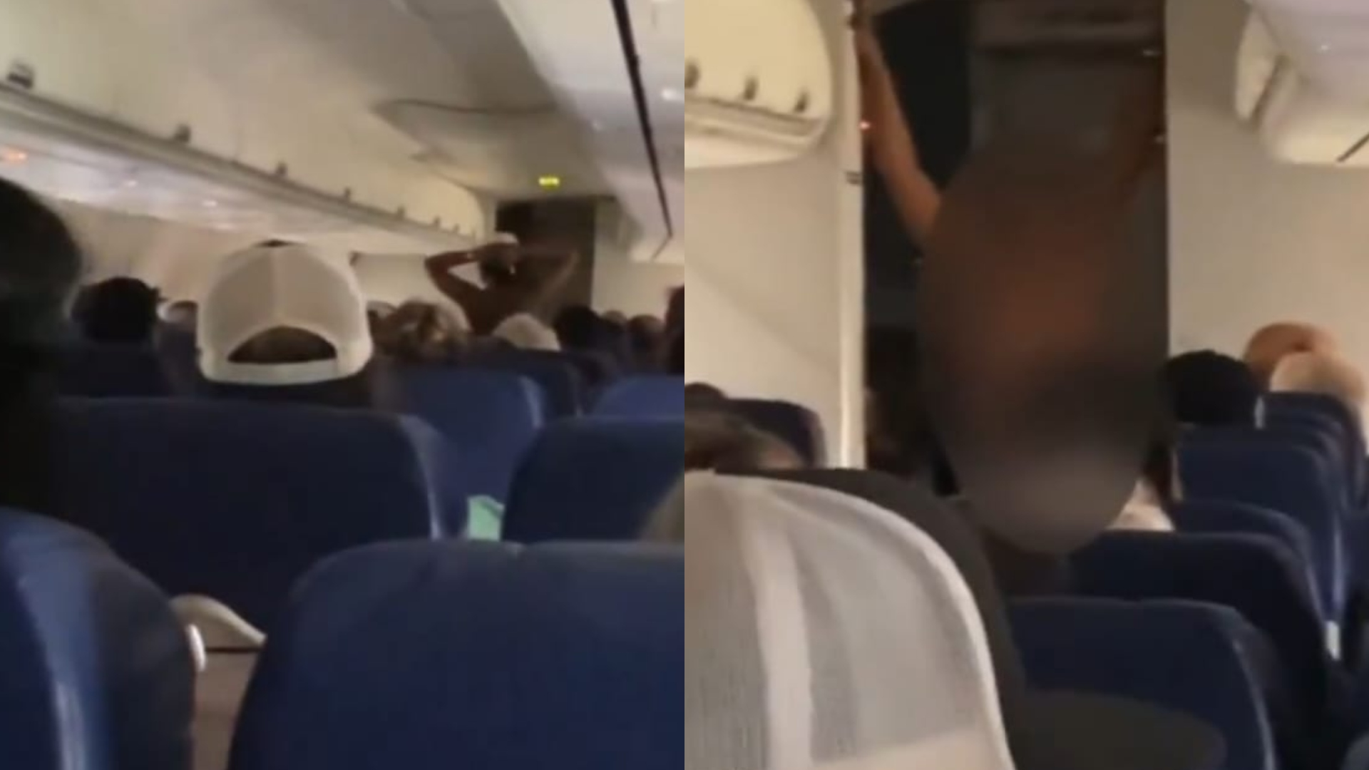 Mulher fica nua em avião e, aos berros, faz exigência antes do embarque: ‘Surto’