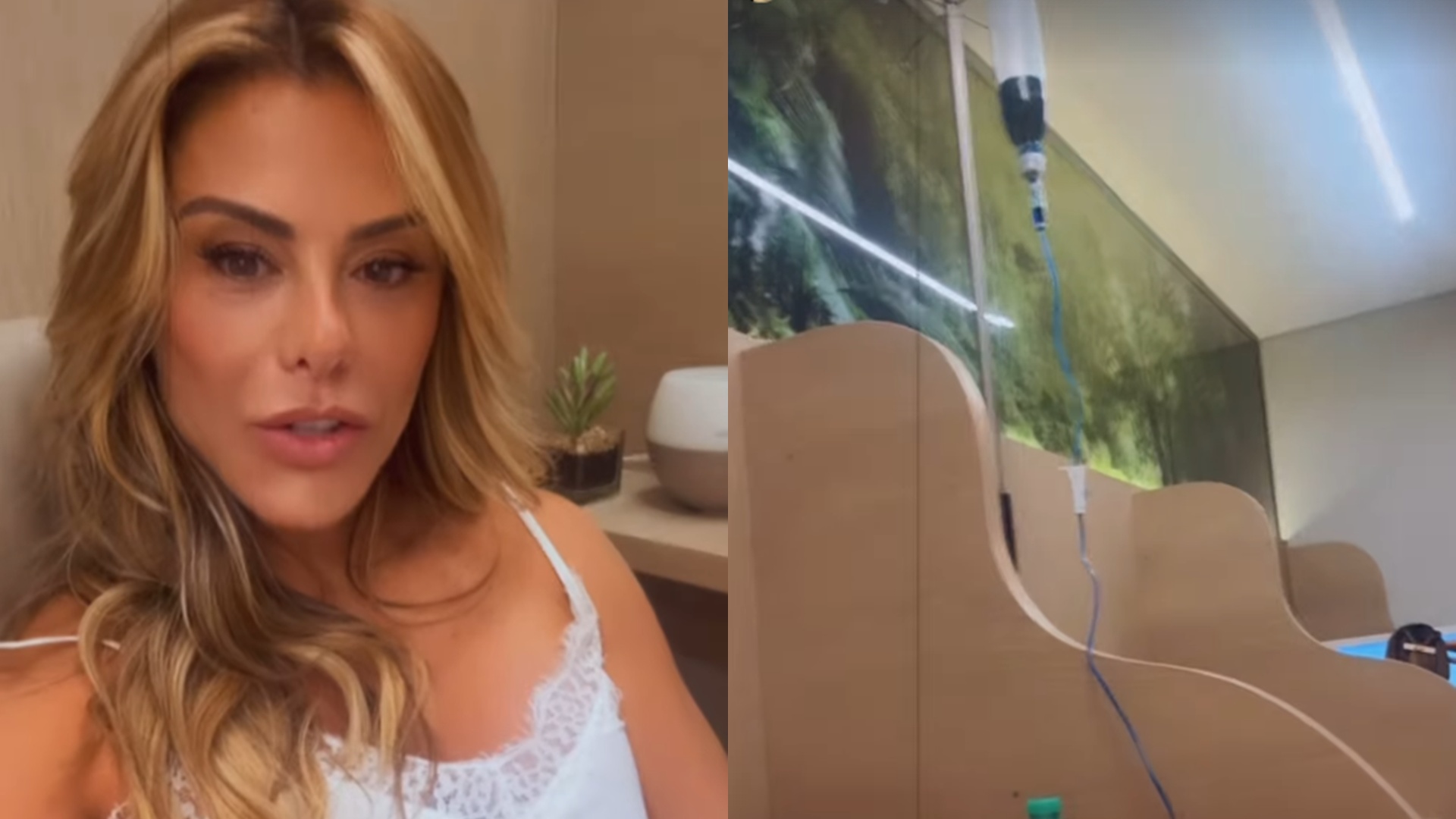 Esposa de Leonardo aparece tomando soro na veia e desabafa sobre saúde: ‘Tentando’