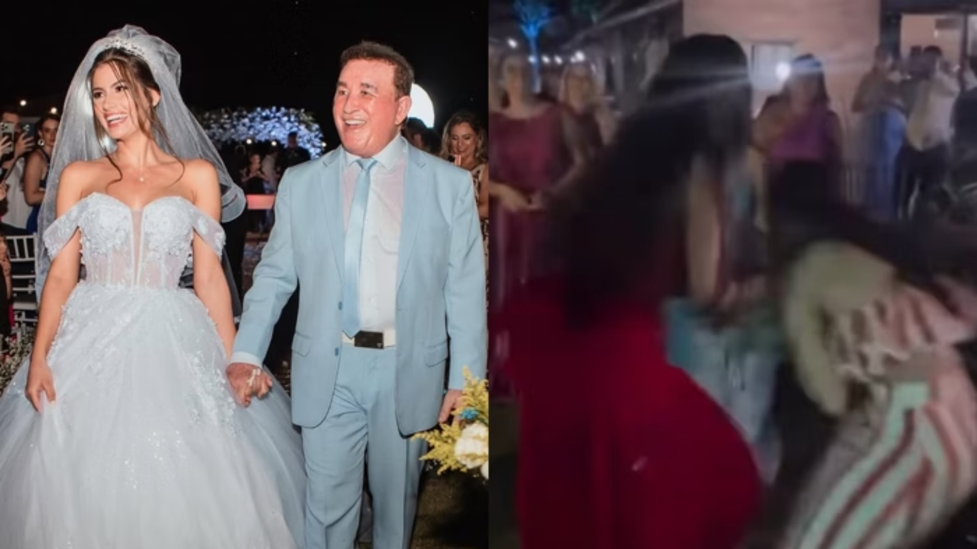 Vídeo: Casamento de Amado Batista tem briga de duas mulheres por buquê da noiva