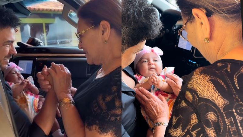 Zezé Di Camargo não se aguenta ao se despedir de Clara antes do trabalho; veja vídeo