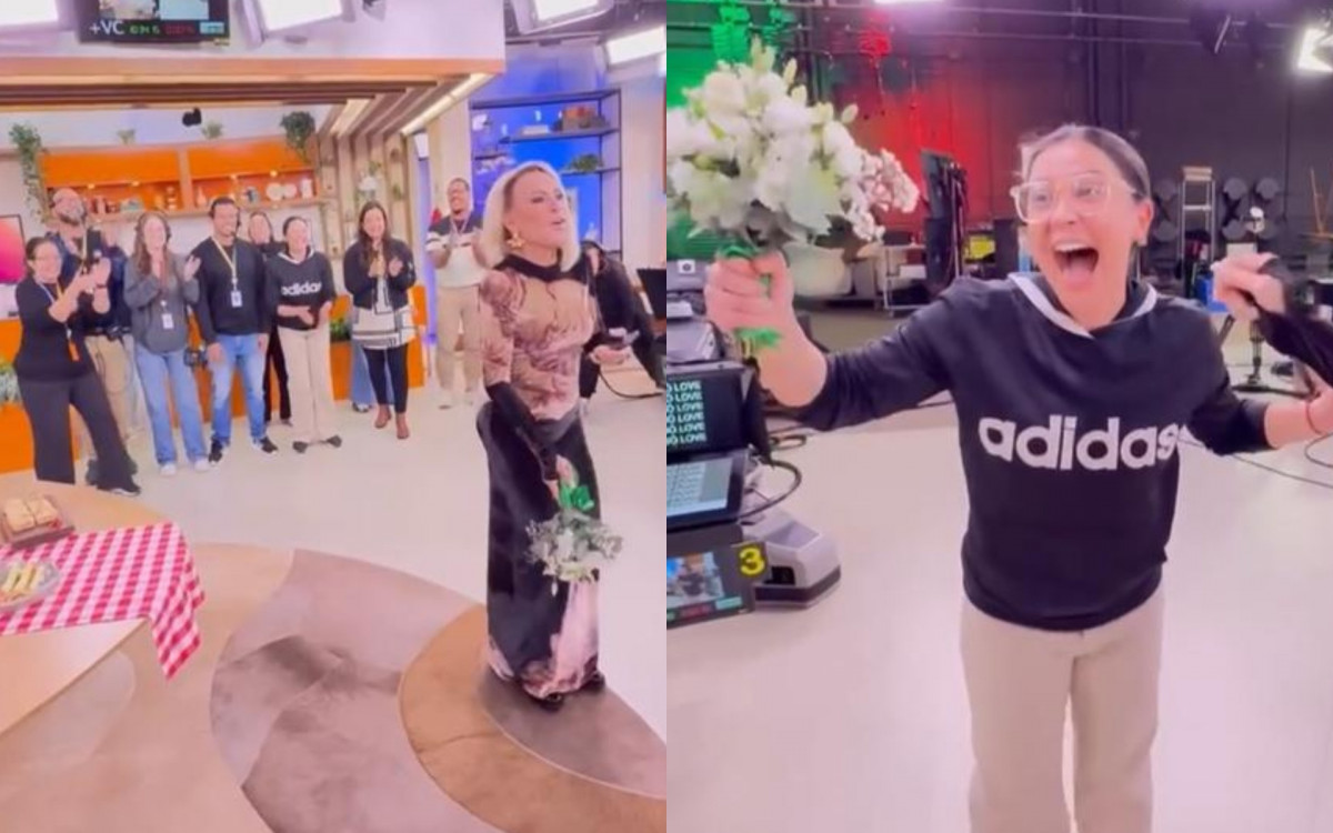 Recém-casada, Ana Maria Braga surpreende produção do ‘Mais Você’ e joga buquê