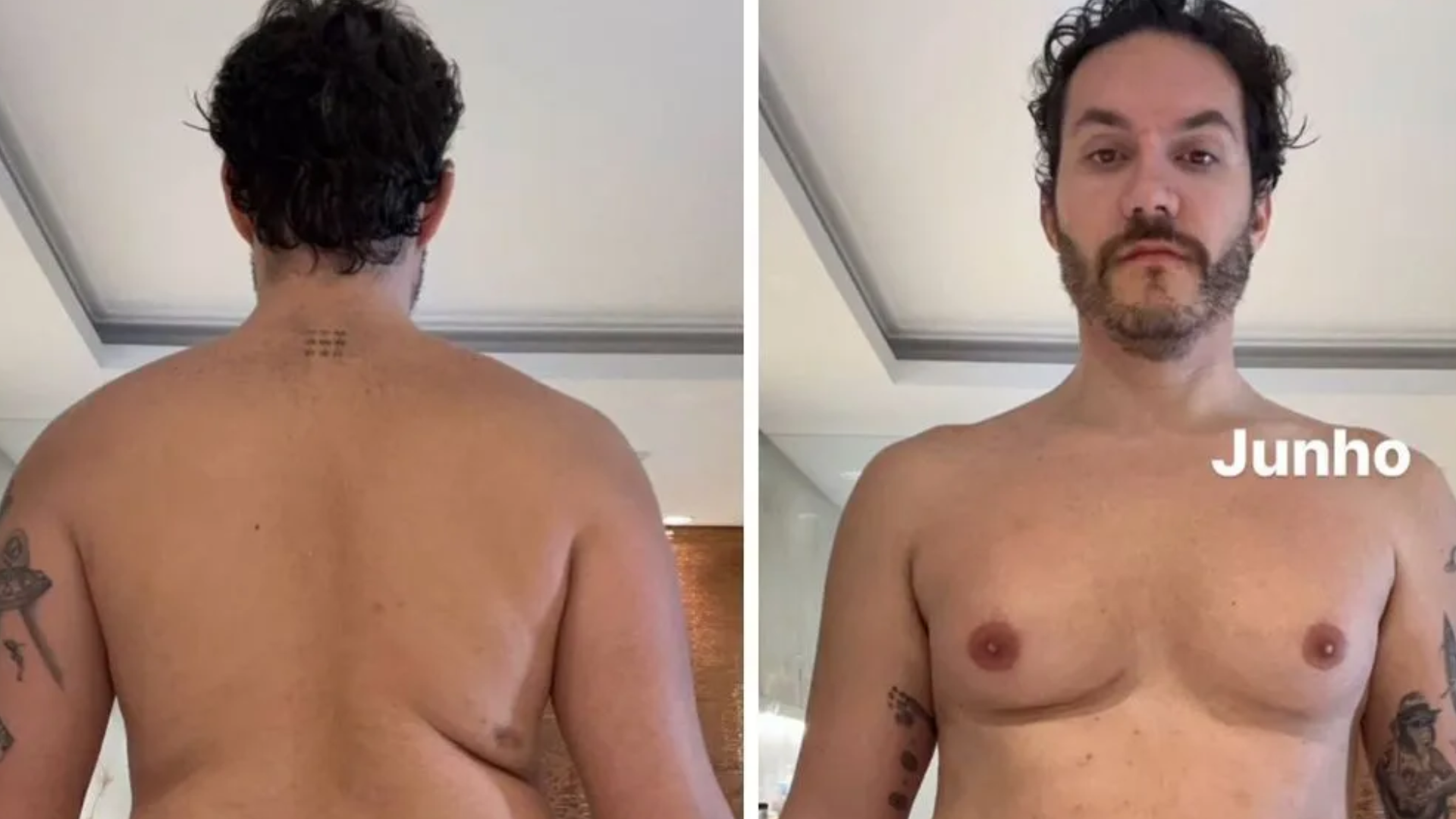 Antes e Depois: Eliezer impressiona web após quatro meses de rotina intensa na academia