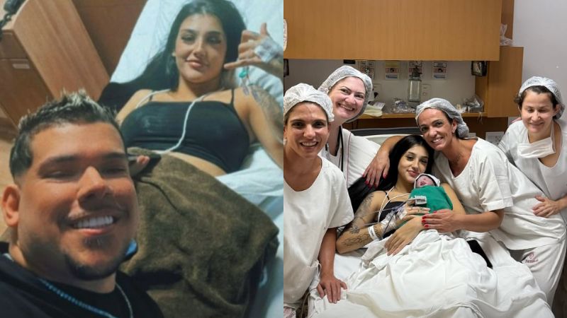 Após dar à luz sozinha, Bia Miranda recebe visita do ex-namorado, Buarque: ‘Guerreira’