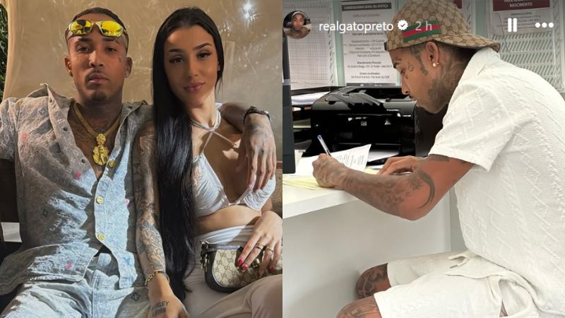 Após negar paternidade, Gato Preto registra filha com Bia Miranda; confira