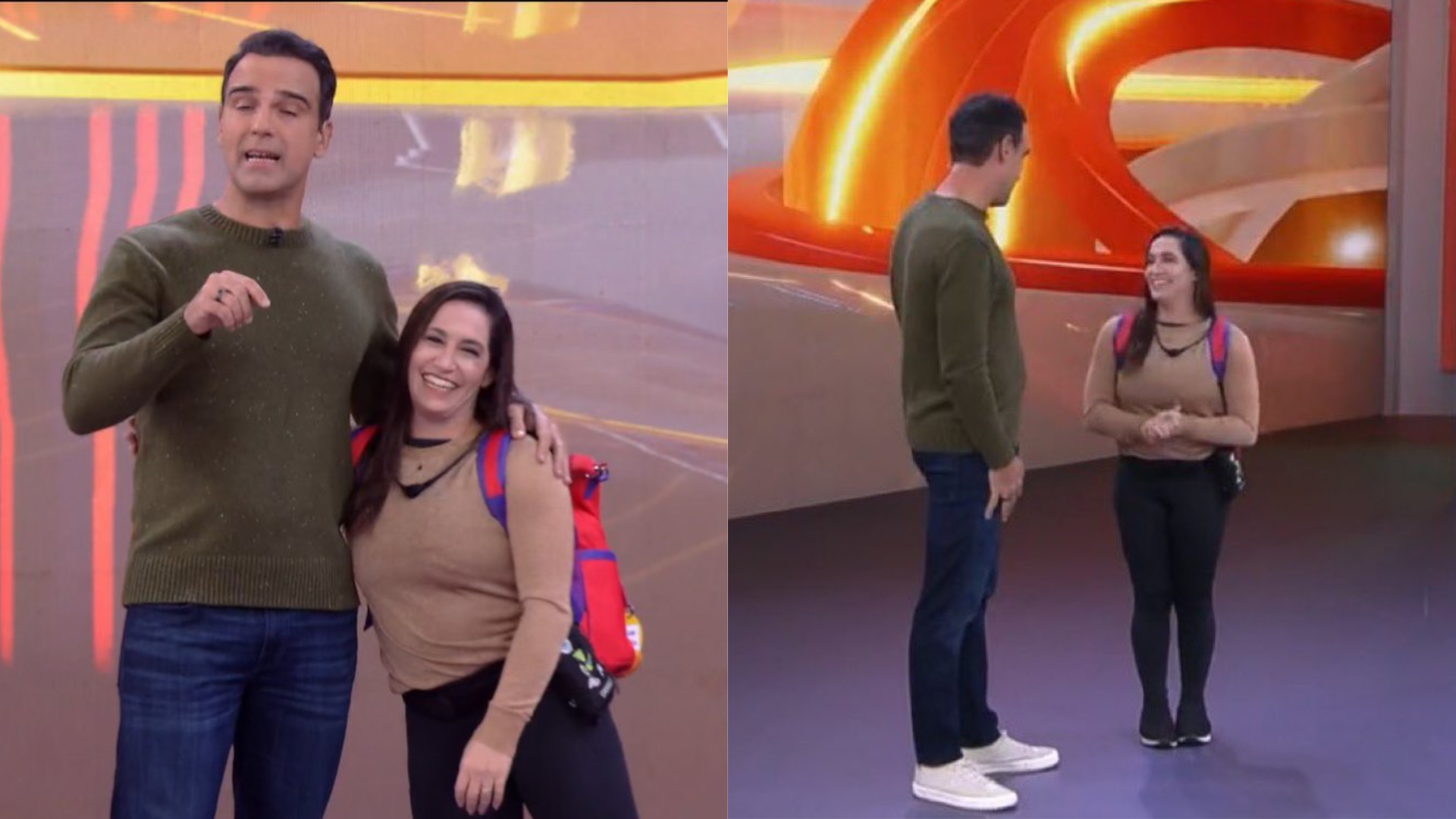 BBB 25: Encontro entre Tadeu Schmidt e Daniele Hypolito viraliza devido à diferença de altura