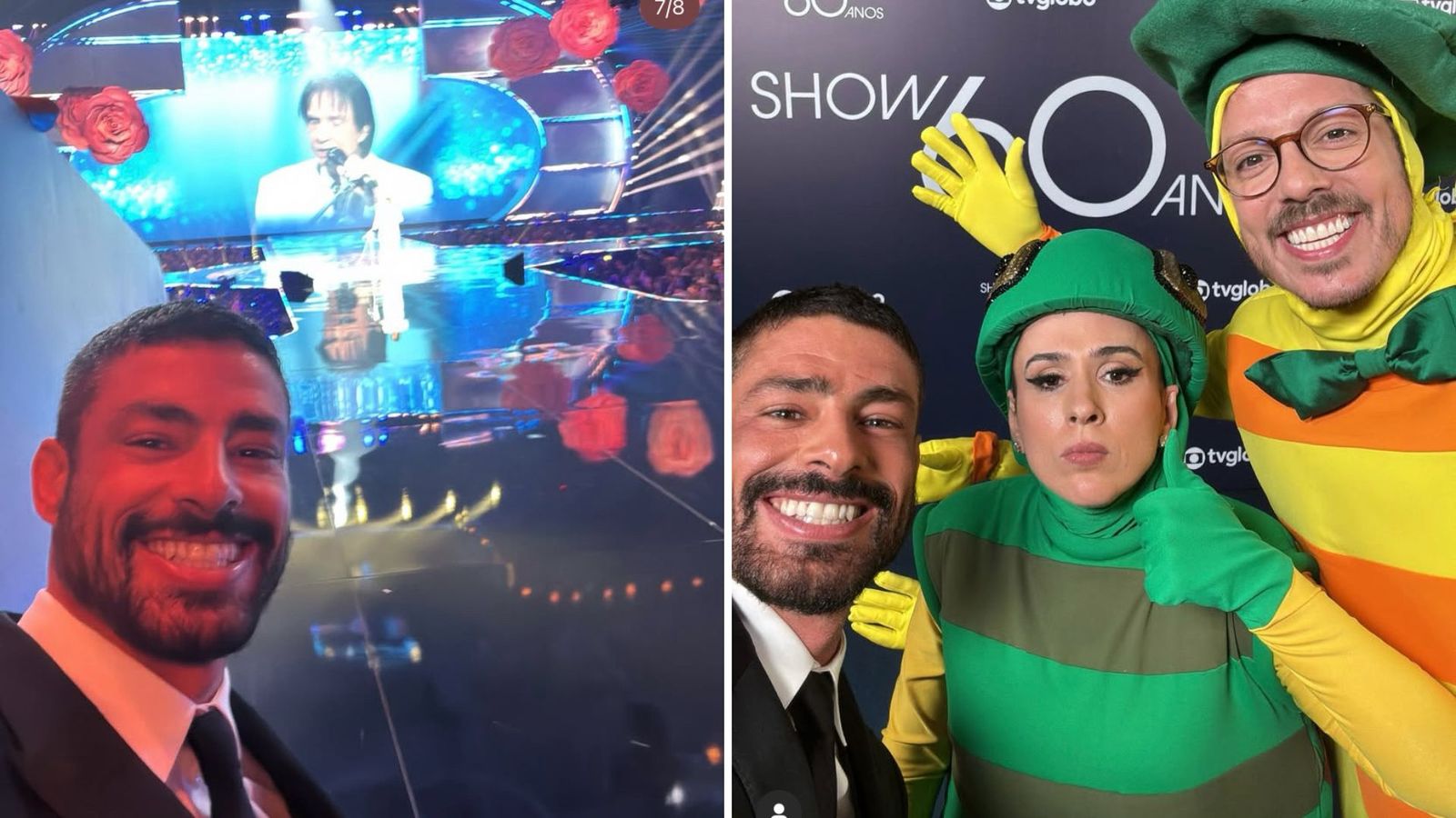Após polêmicas, Cauã Reymond posa ao lado de artistas nos 60 anos da TV Globo