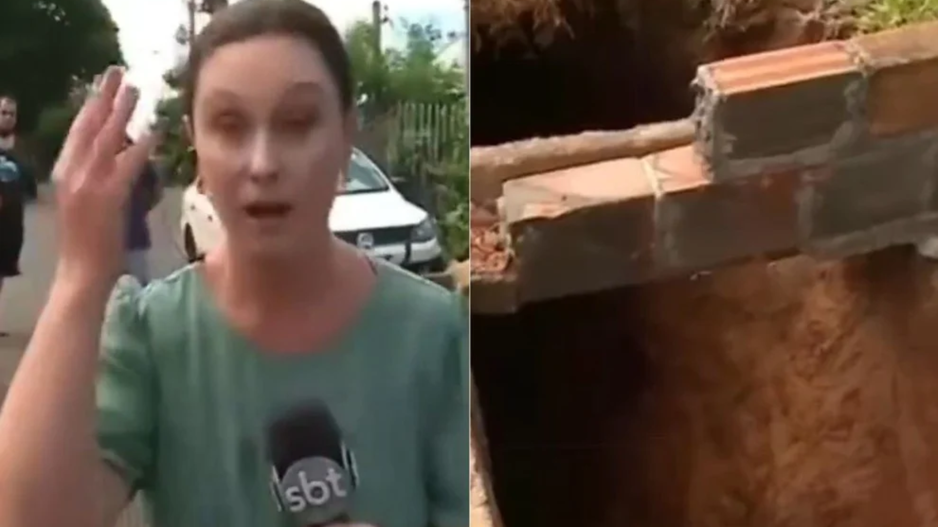 Cinegrafista do SBT cai em buraco ao vivo durante programa: ‘Olha o perigo!