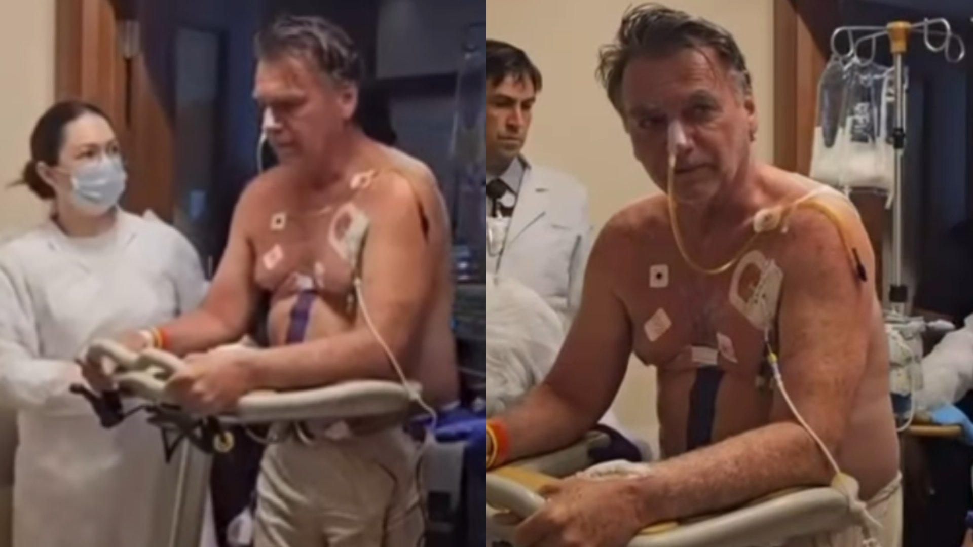 Como está Bolsonaro? Ex-presidente aparece andando pelo corredor do hospital