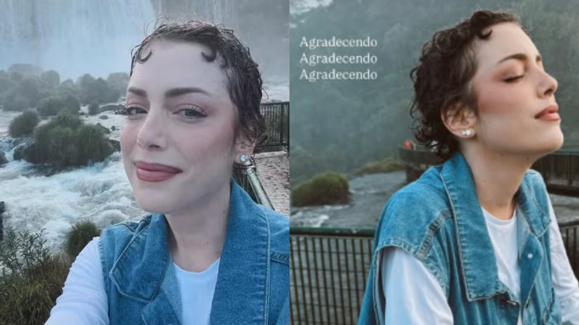 Em remissão do câncer, Fabiana Justus cai no choro durante visita às Cataratas do Iguaçu