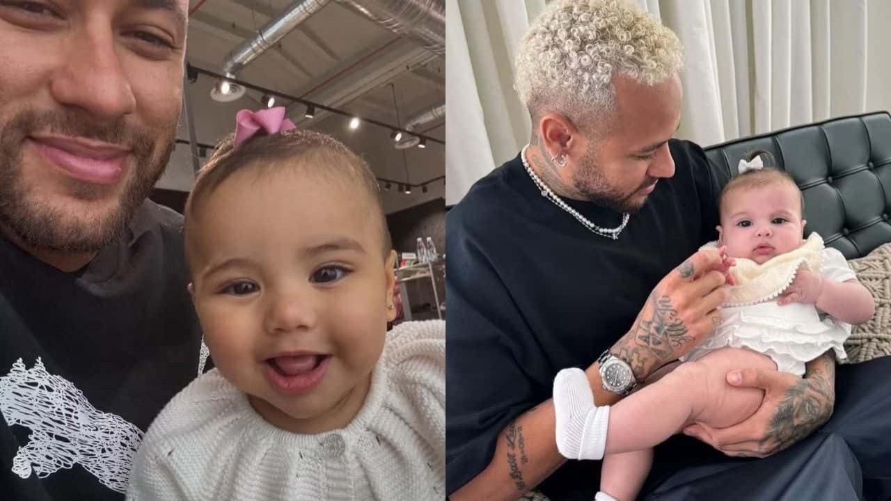 Fofura! Neymar posta clique raro de suas filhas Mavie e Helena brincando juntas