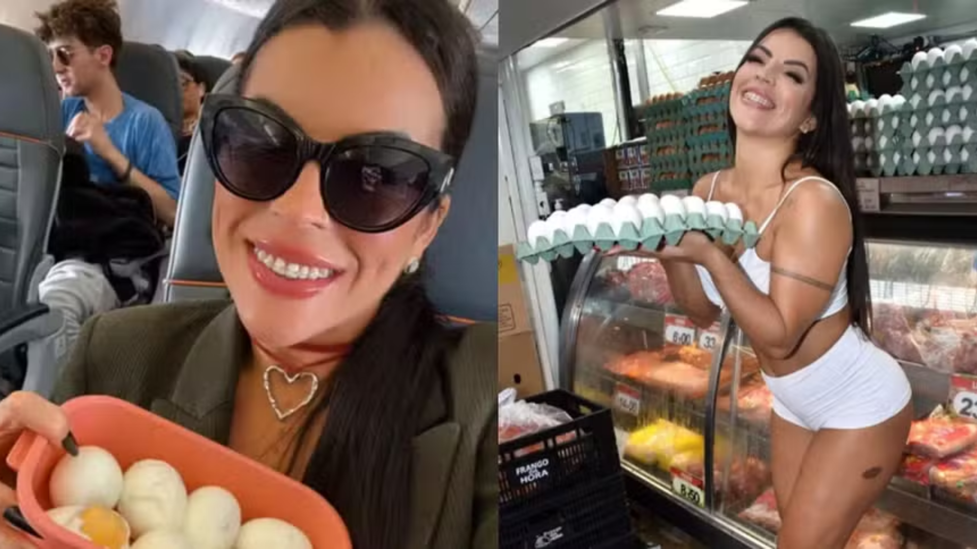 Primeira Miss Bumbum revela que passageiro se incomodou com marmita fit durante voo: ‘Nojo’