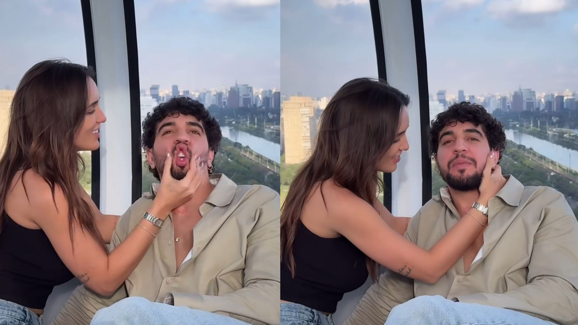 Romance no ar! Rafa Kalimann e Nattan curtem passeio romântico na roda-gigante