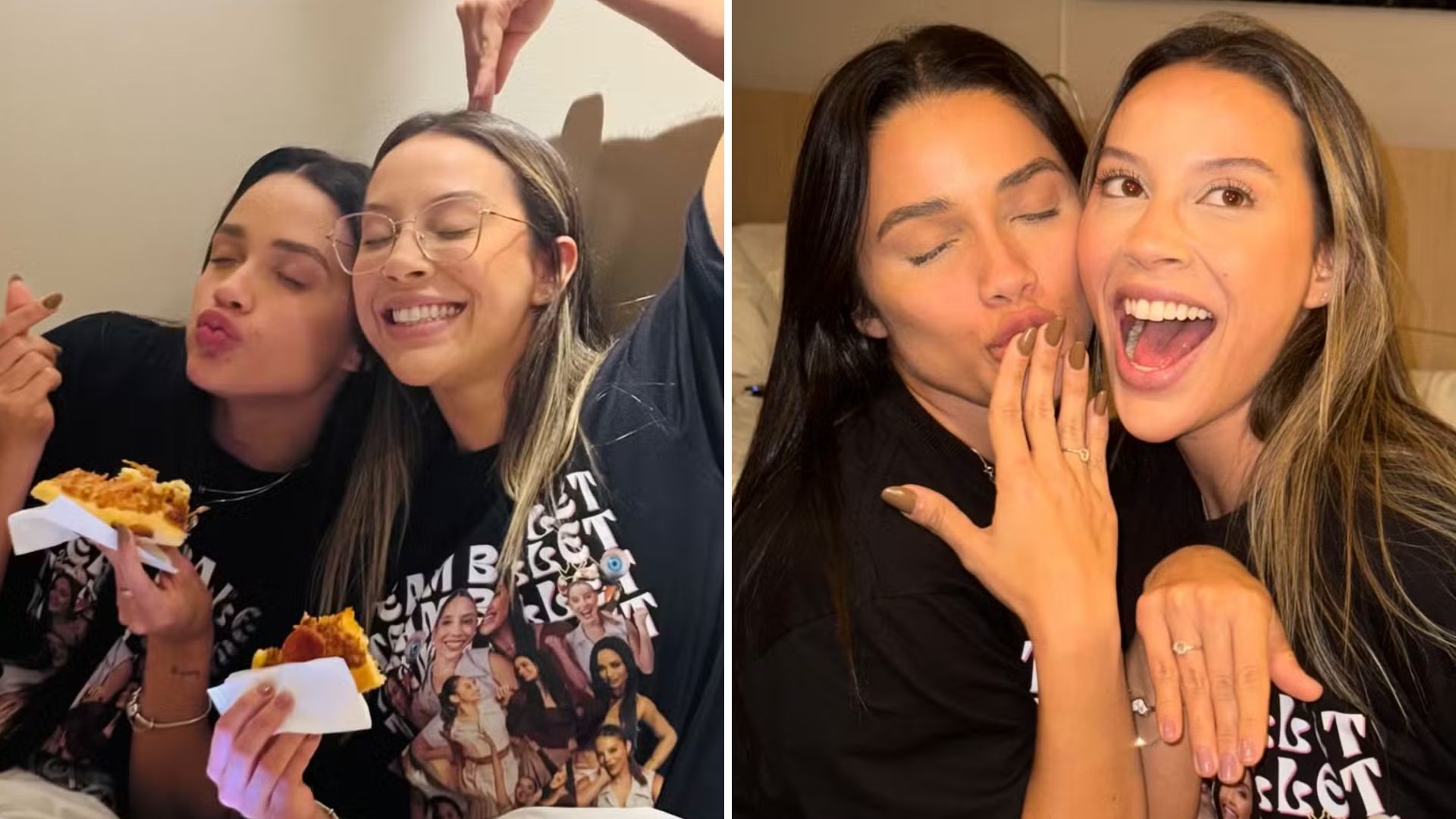 Romance? Ex-BBBs Eva e Renata trocam alianças em encontro: ‘Minha vidona’