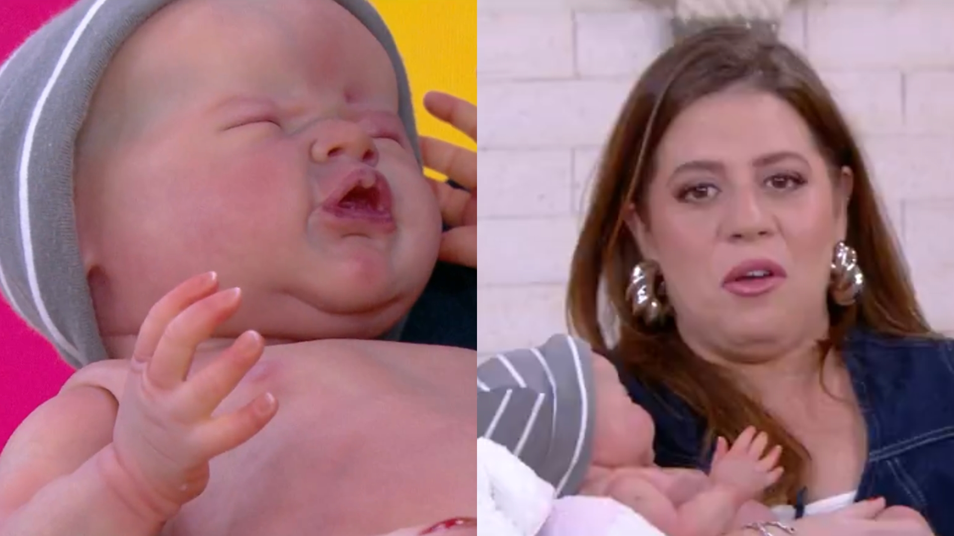 Grávida, Tati Machado tem reação inusitada ao conhecer bebê reborn ao vivo