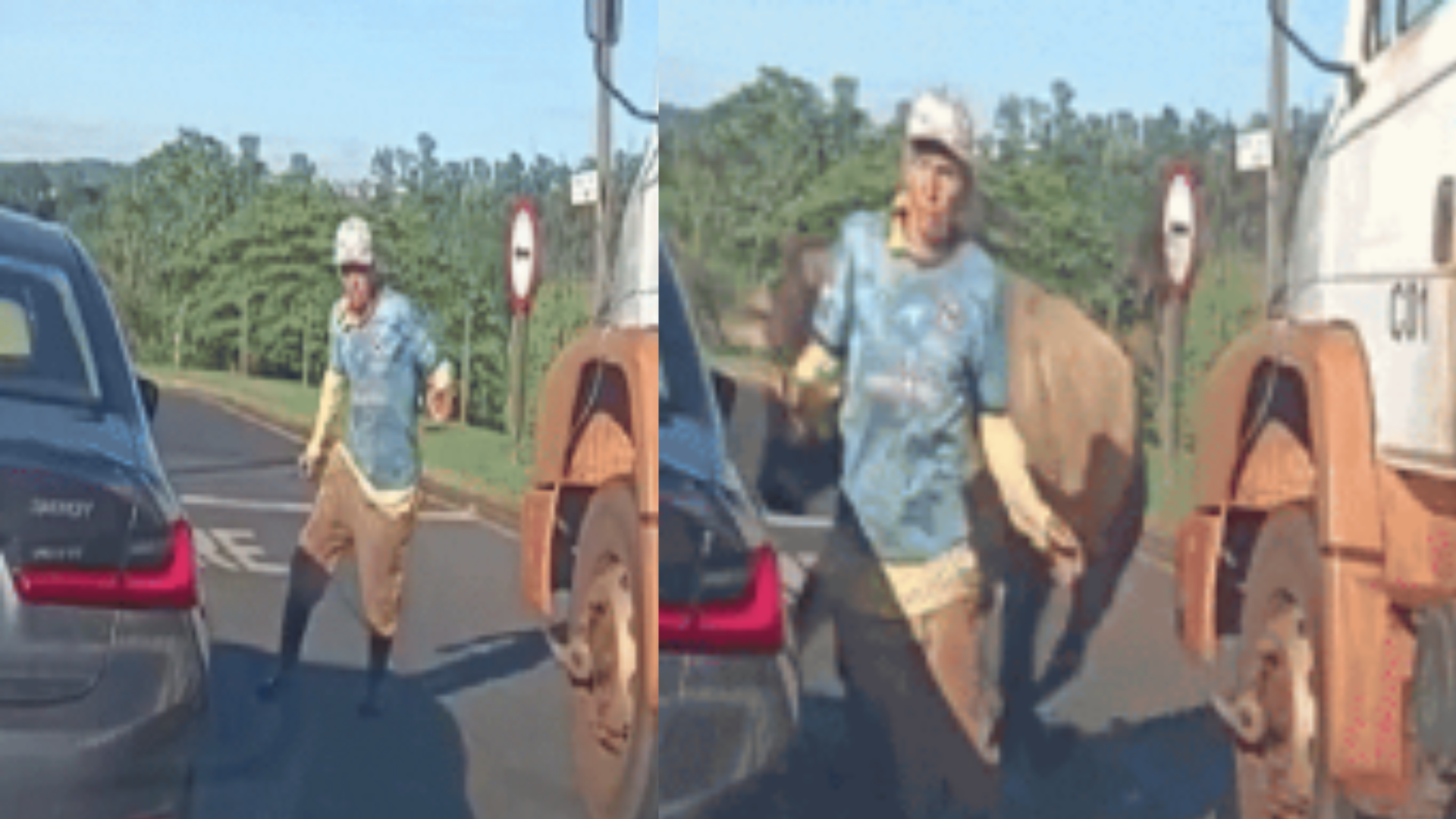 Vídeo: Touro solto em avenida avançando sobre homem e amassando carro em SP