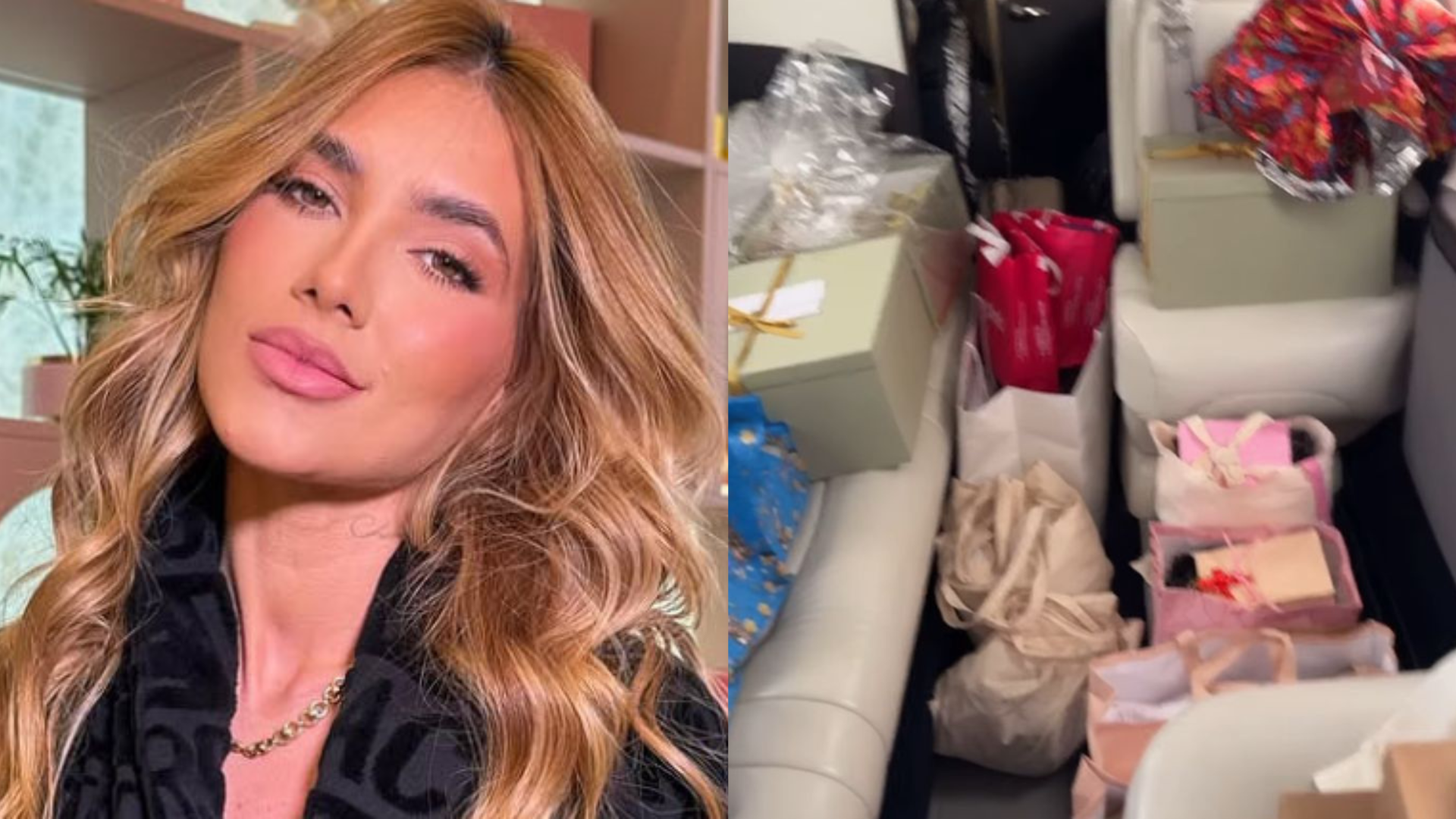 Virginia Fonseca exibe jatinho lotado de presentes após viagem: ‘Muitas coisas’