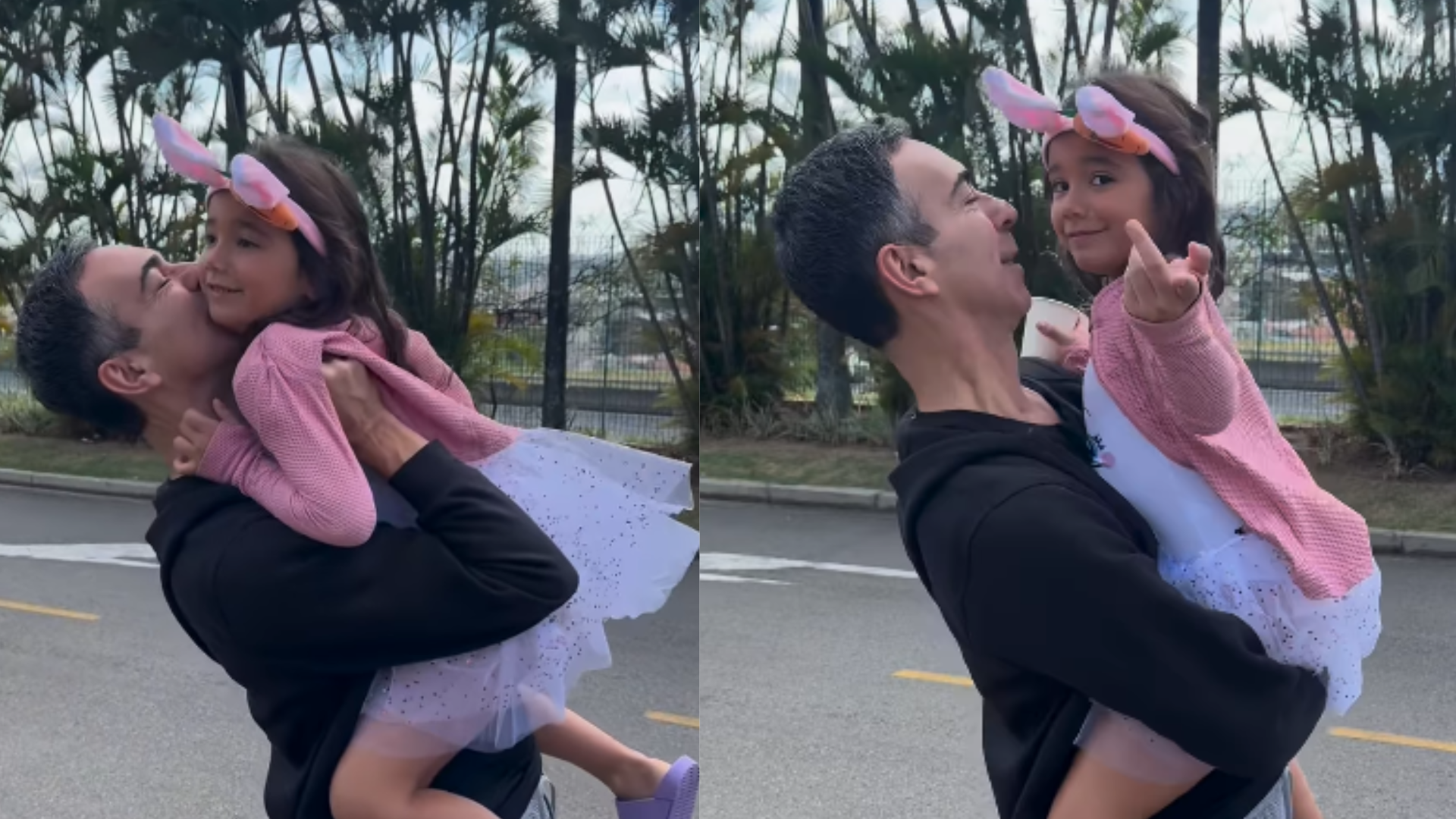 Fofura! César Tralli almoça marmita com toque especial da filha: ‘Manuella colheu’
