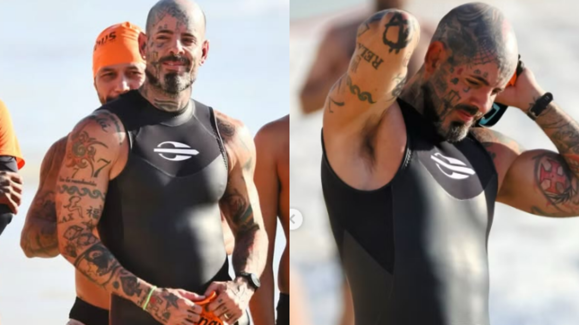 Foto de Tico Santa Cruz na praia chama atenção pelo detalhe: ‘Zoom foi inevitável’