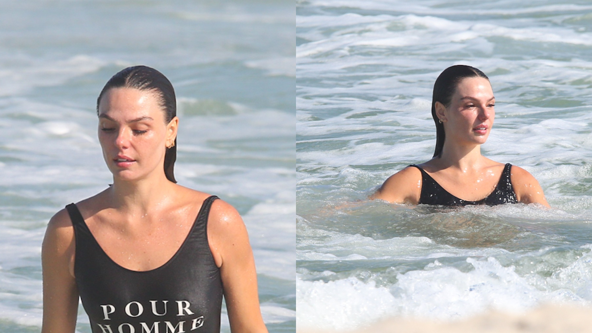 Em clima de lua de mel, Isis Valverde curte praia no Rio após casamento com Marcus Buaiz