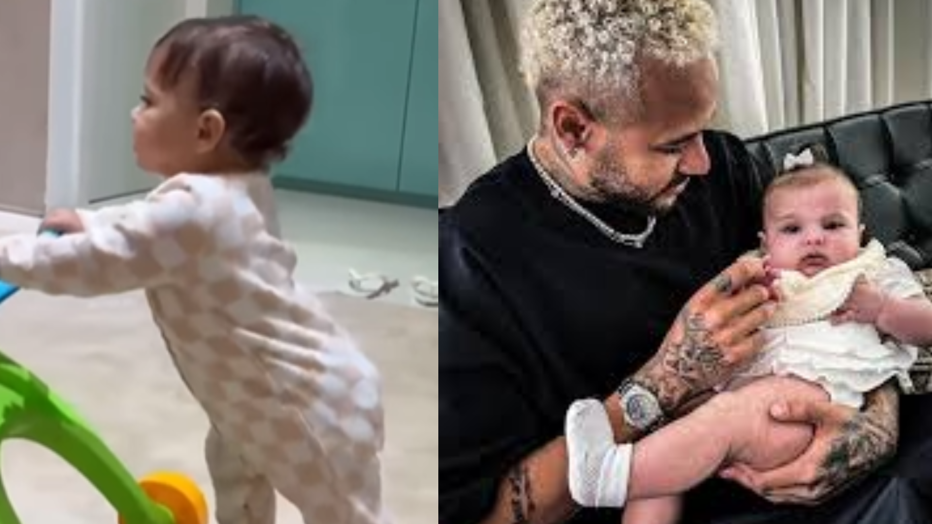 Neymar flagra primeiros passos de sua caçula Helena, sua filha com Amanda Kimberlly