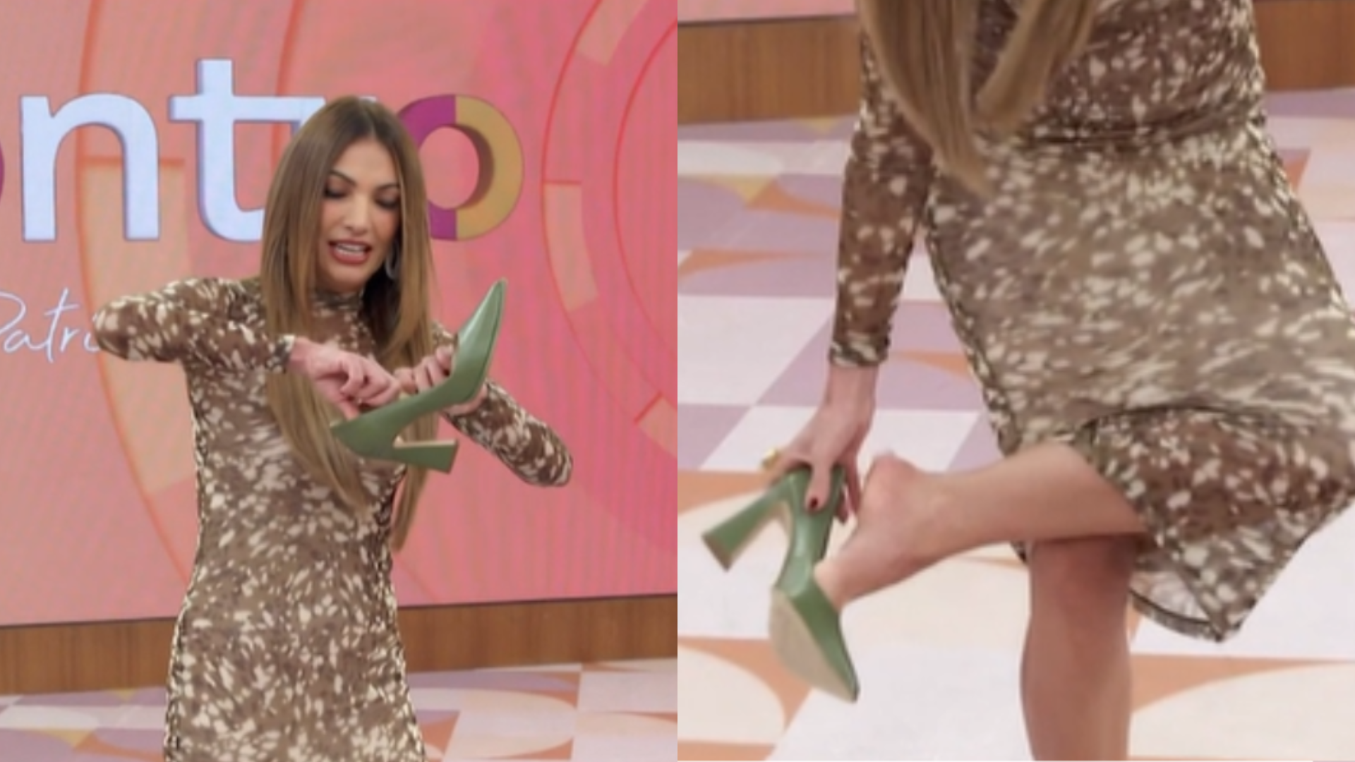 Patrícia Poeta passa aperto ao vivo e troca de sapato durante o ‘Encontro’; saiba o que aconteceu