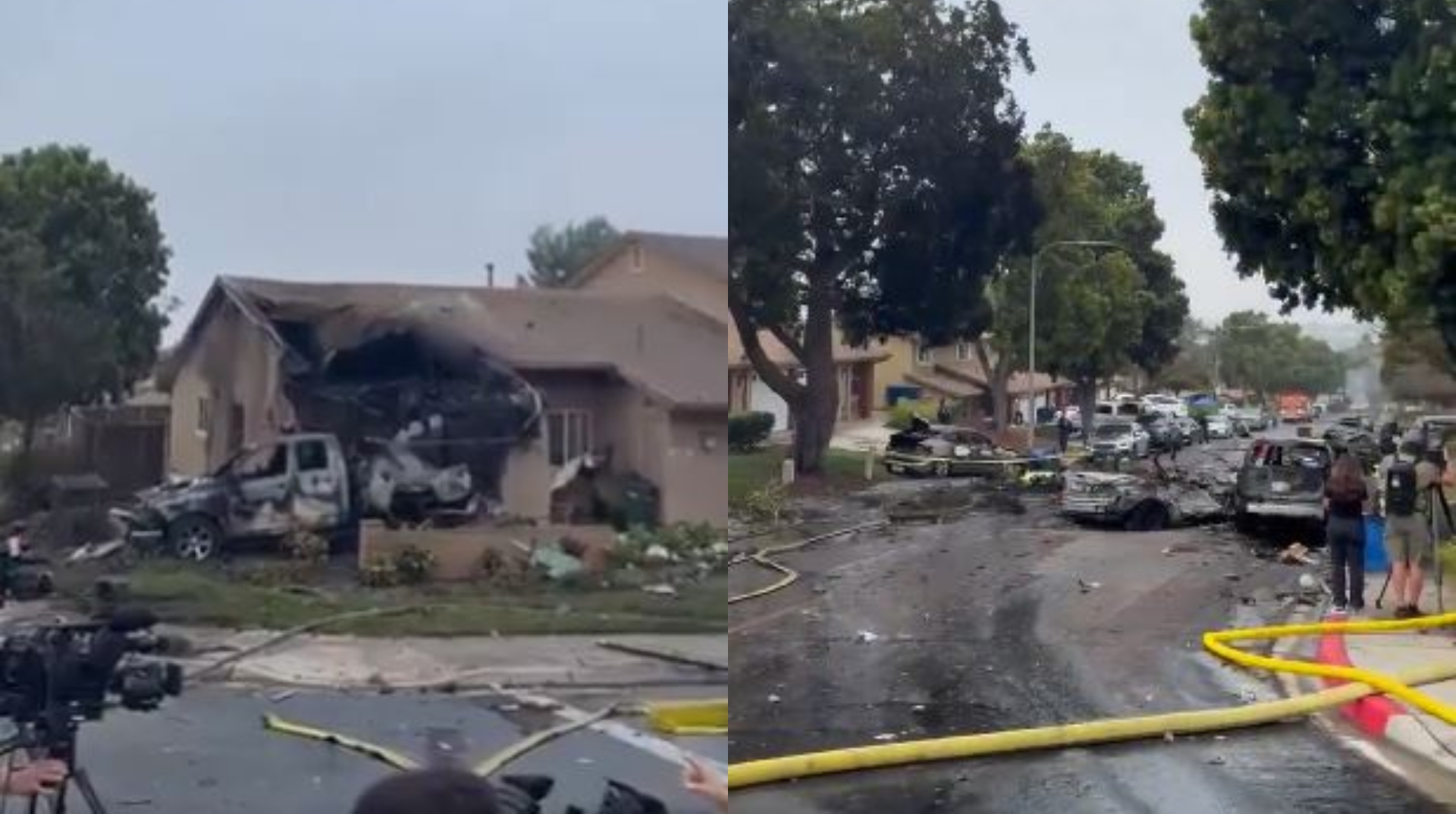 VÍDEO: Aeronave cai em bairro militar e deixa ao menos duas pessoas mortas após incêndio