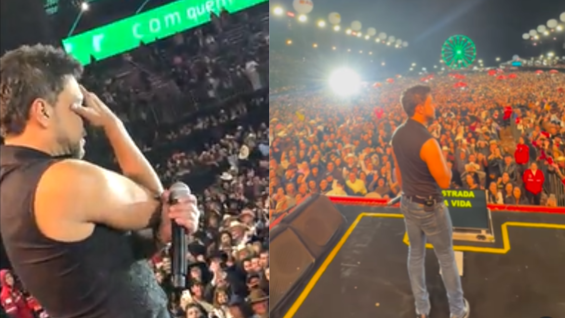 Zezé Di Camargo cai no choro durante show e é ovacionado por fãs